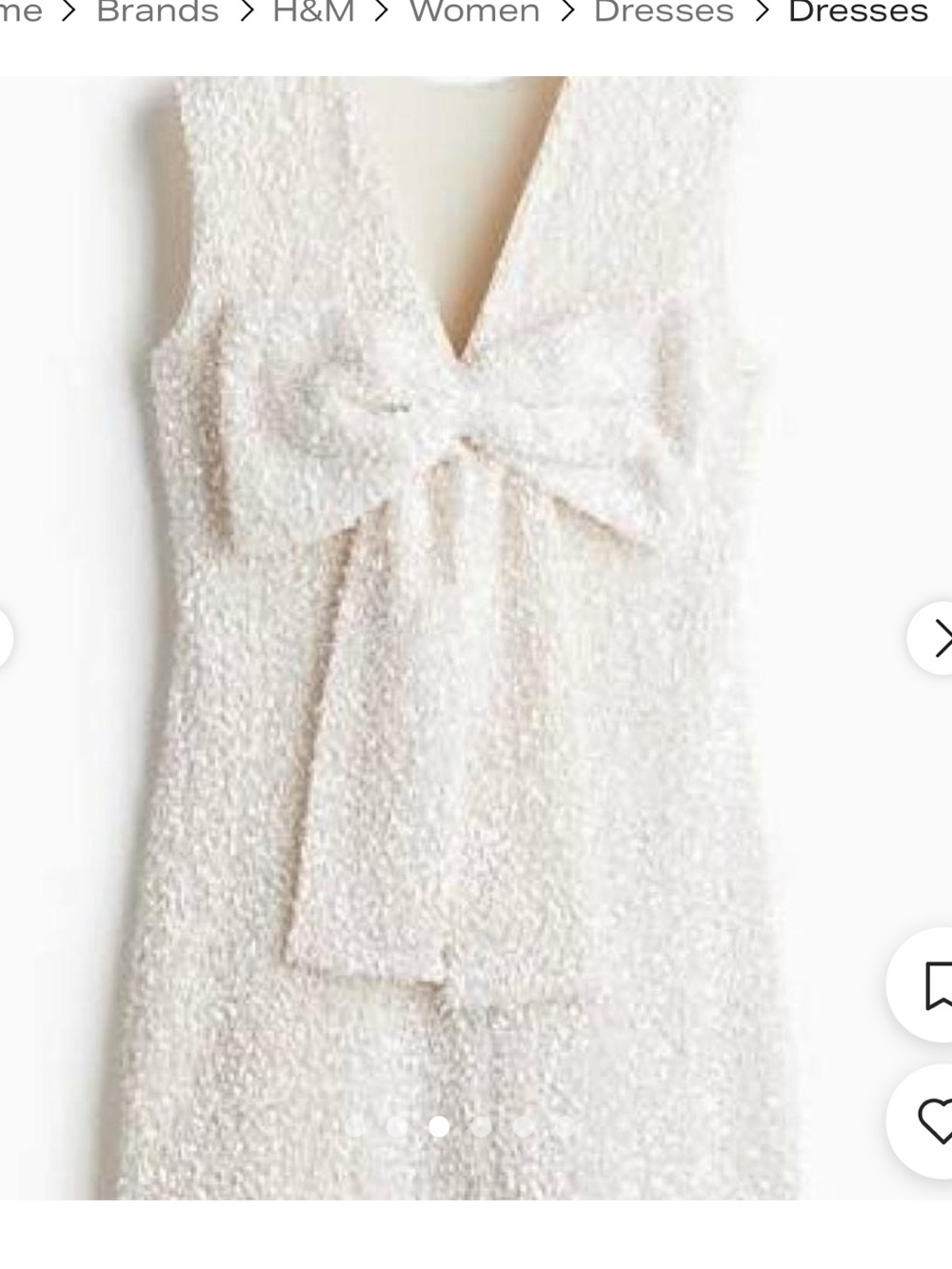 NWT H&M Cream-White Textured Sleeveless Dress with Back Bow Detail